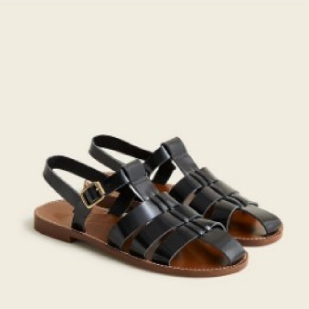 J. CREW Fisherman sandals in shiny spazzolato leather